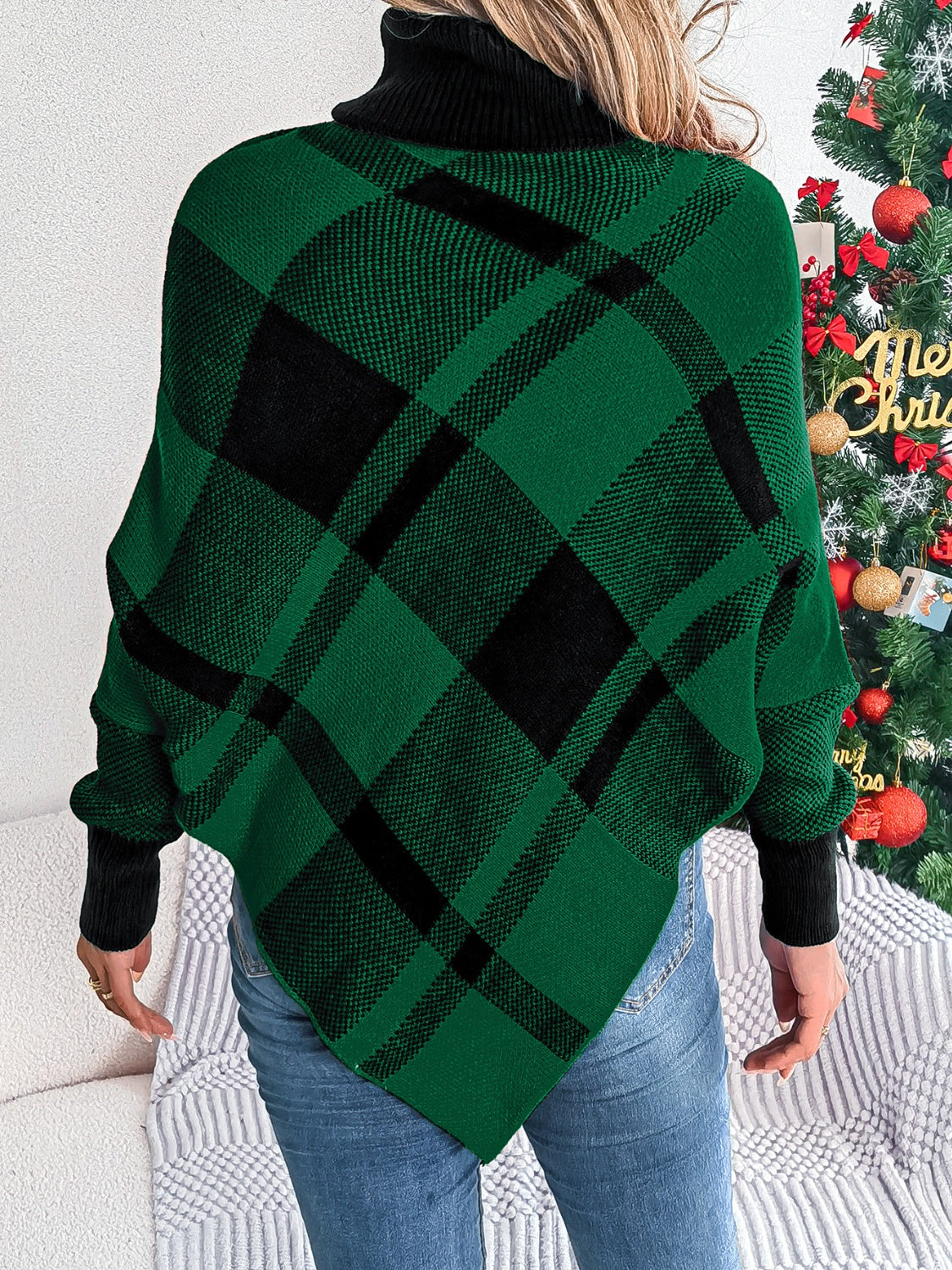 Plaid Turtleneck  Sweater